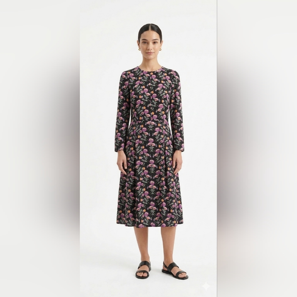Talbots vintage floral midi dress size 10 cottagecore trad wife Traditional